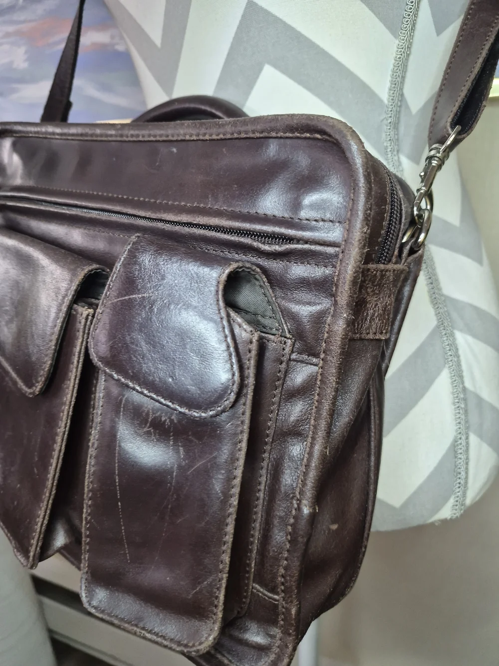 Wilsons Leather Dark Brown Leather Messenger Satchel